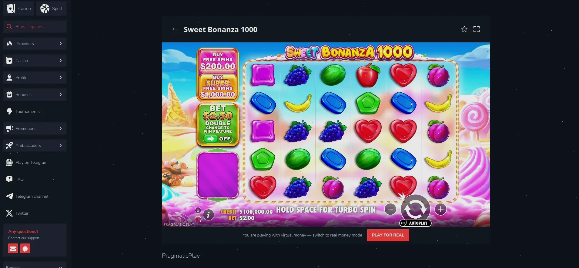 Игровой интерфейс казино Битзамо с слотами